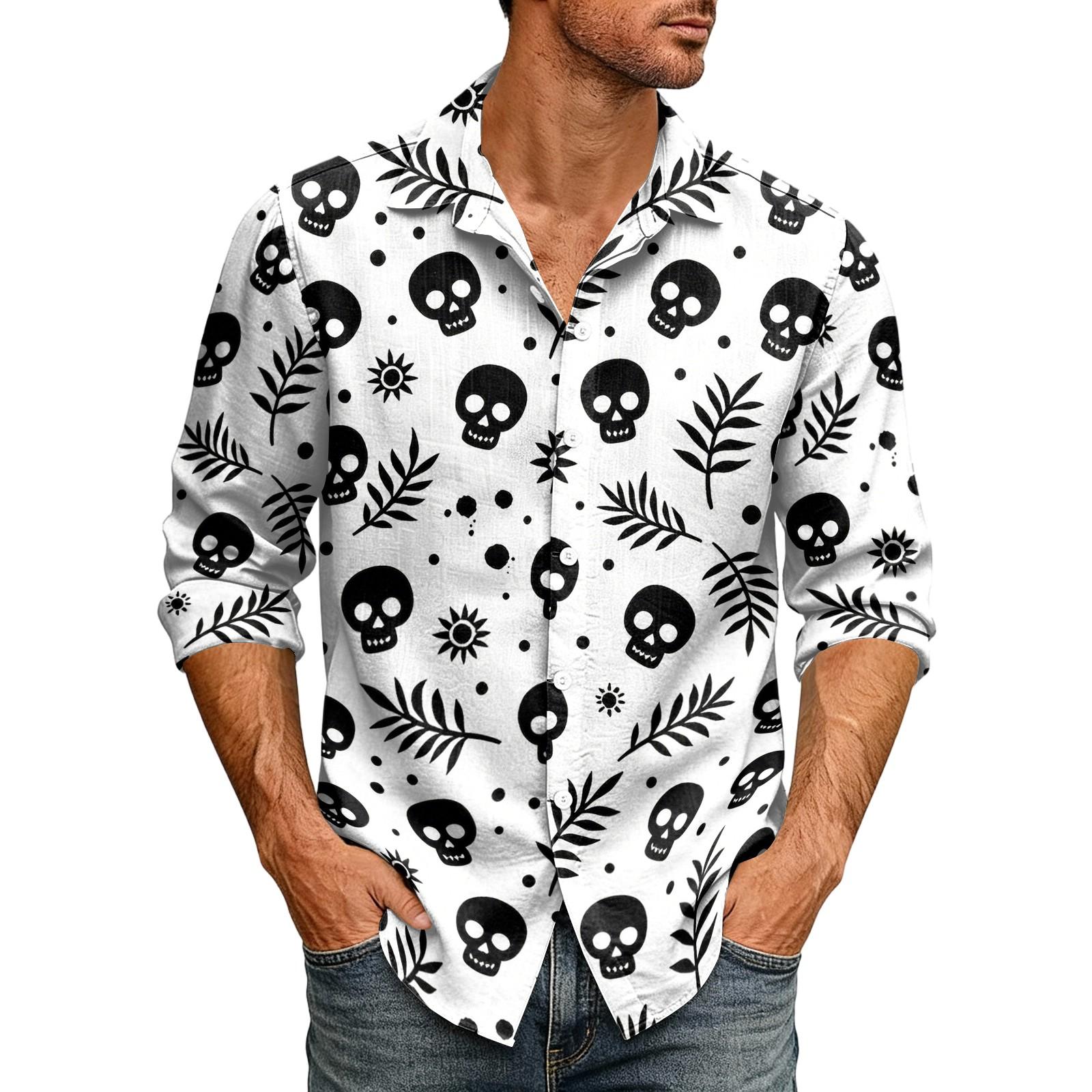 Men s Long Sleeve Cardigan with Halloween Print Casual Top XXL