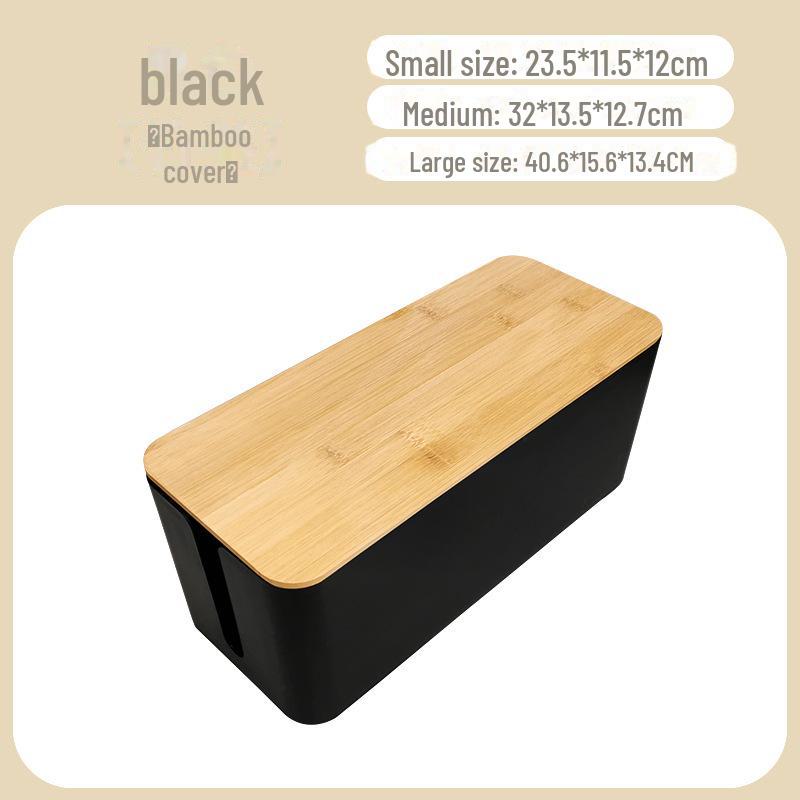 "Wood Grain Multi-Function Desktop Cable Organizer Box"