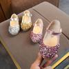 2025 Spring/Autumn Girls' Princess Rhinestone Leather Shoes – Korean Style, Non-Slip Dance Shoes for Kids