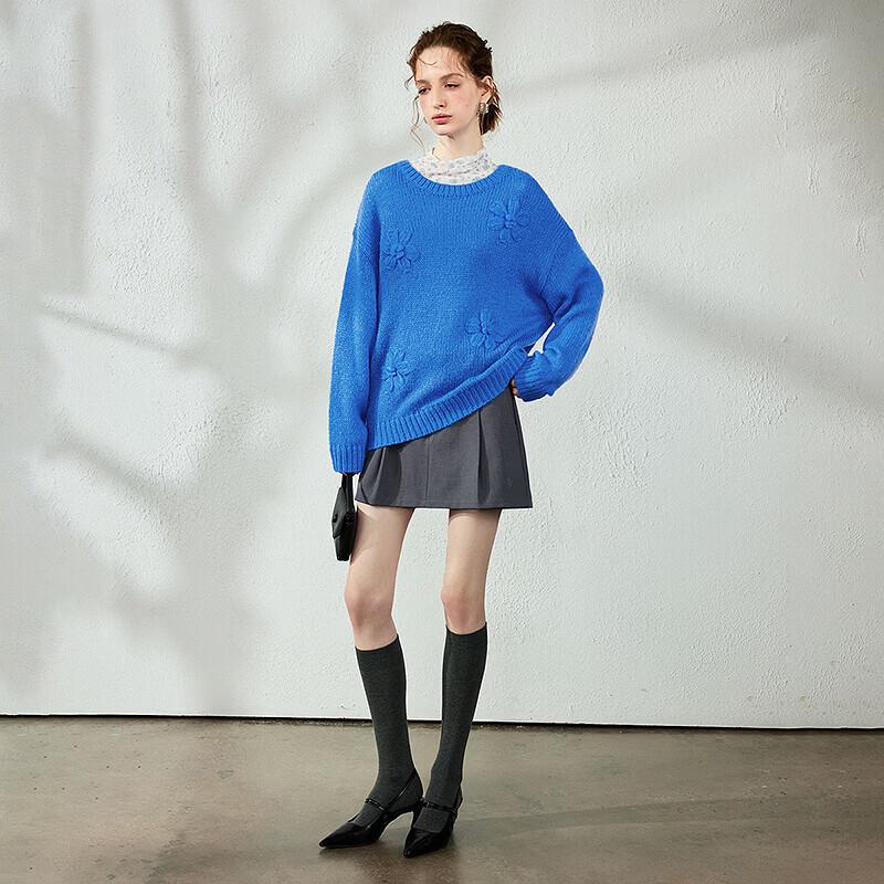 CHUYU 2026 Autumn Women's Wool-Blend 3D Flower Knit Sweater