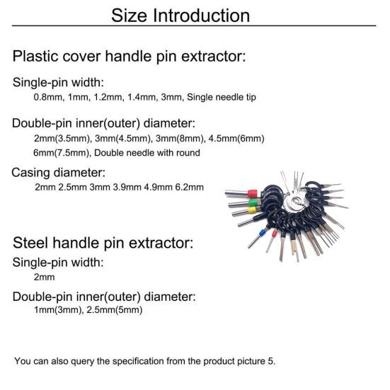 21Pcs Terminals Removal Electrical Wiring Key Tool Connector Crimp Pin Extractor