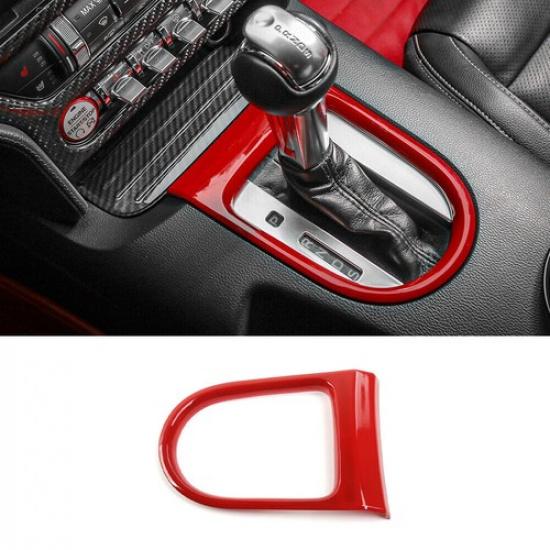 Central Console Gear Shift Frame Panel 1* For Ford Mustang 2015- Bright Red