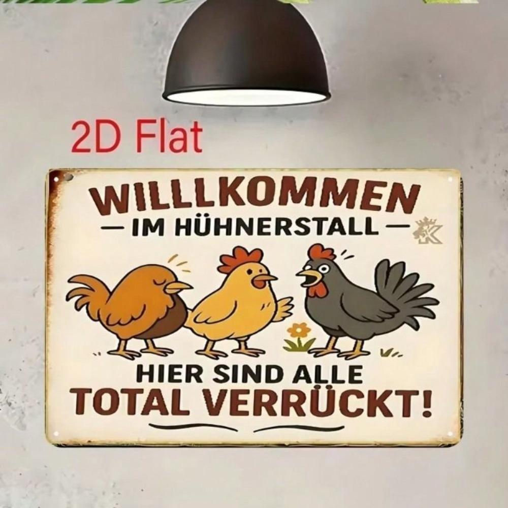 Vintage 3D Chicken Metal Poster Wall Decor 20x30cm for Cafe