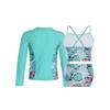 Girls 3 Piece Swim Set Sleeveless Top Briefs Long Sleeve Coat Front Zipper Sun Protection Beach Swimwear