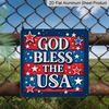 2D Flat 1pc Patriotic "God Bless The USA" Aluminum Plaque, Weatherproof Hanging Metal Sign with Stars, Rustic Americana Wall Decor for Home Porch