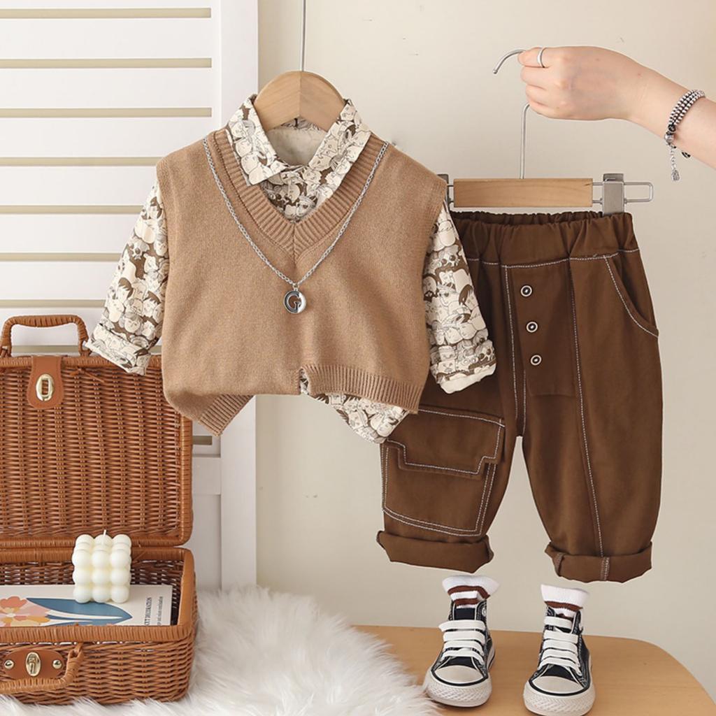 Kids Casual Long-Sleeve Set, Comfortable Daily Wear Outfits