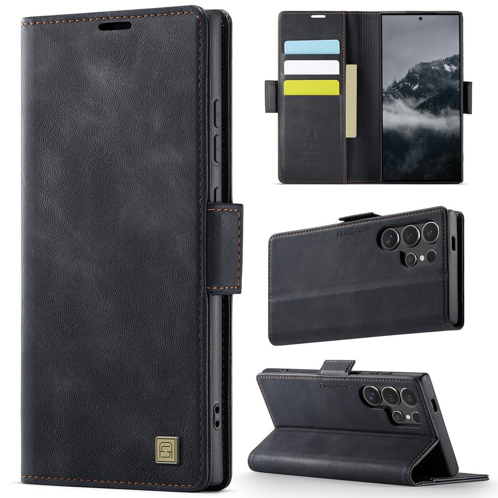 RFID Blocking Flip Wallet Case for Samsung S25 Edge/S25 Ultra/S24 - Premium PU Leather Protective Cover