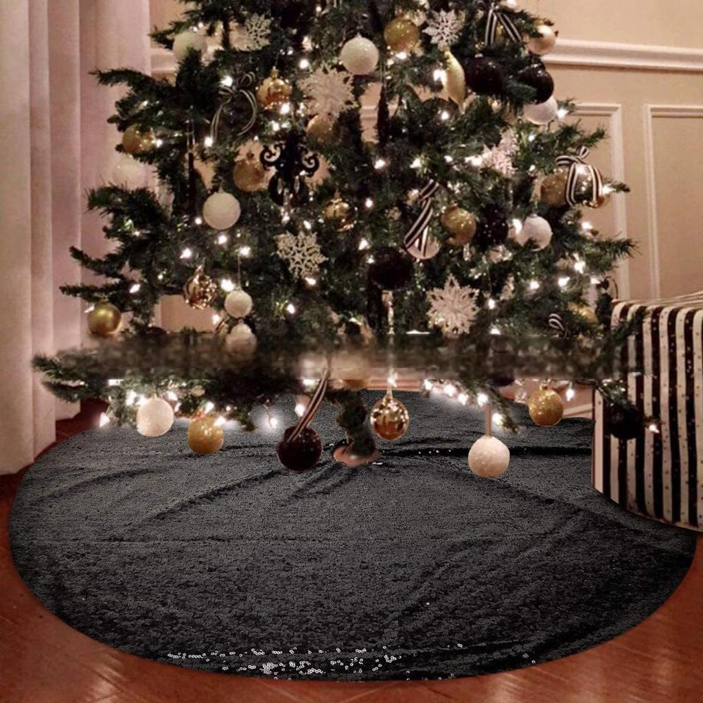 Christmas Tree Skirt Embroidered Sequin Tree Skirt Christmas Sequin Double Layer Tree Skirt Plush Snowflake Tree Skirt