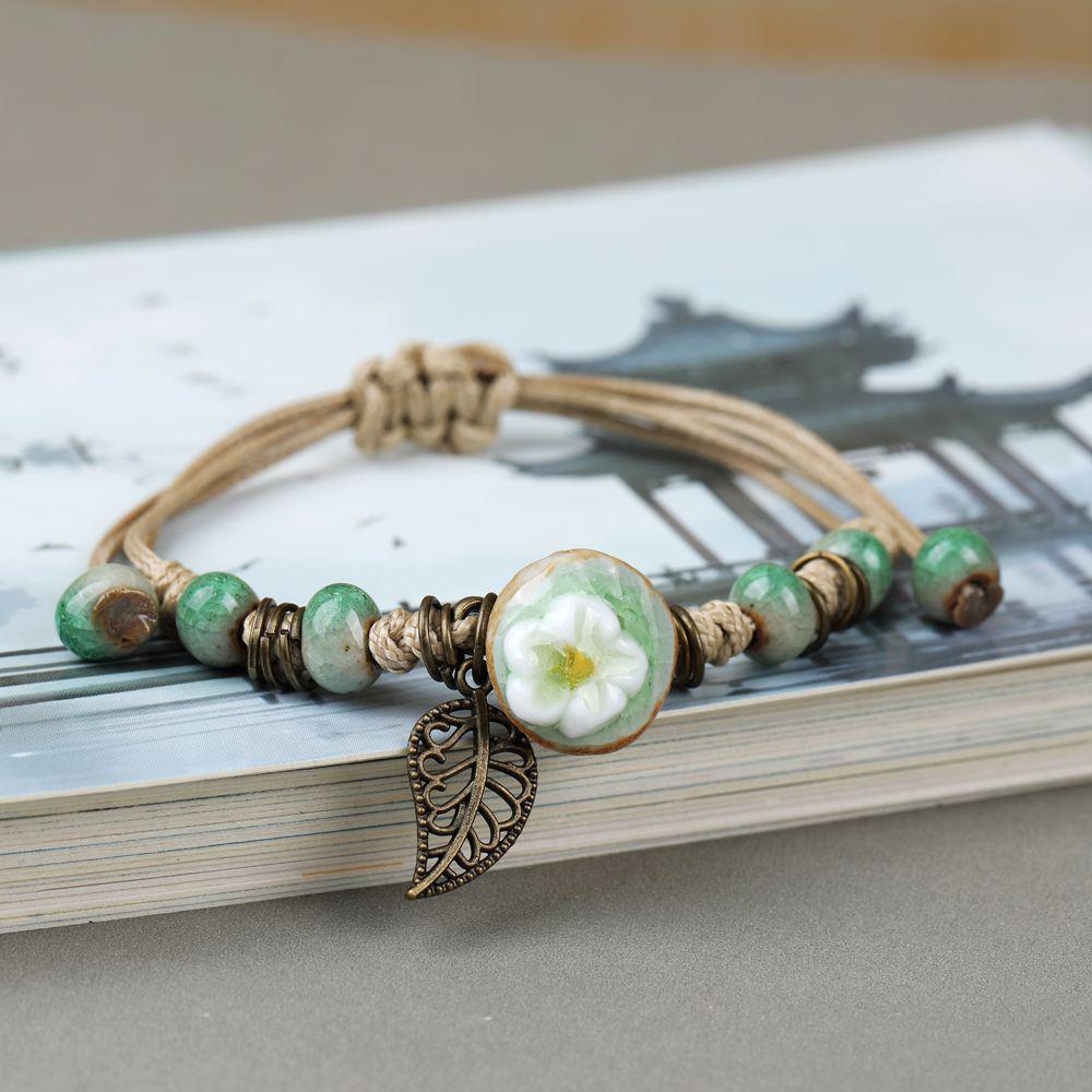 Broken Bridge Ceramic Floral Handmade Bracelet - Women's Fashion Jewelry