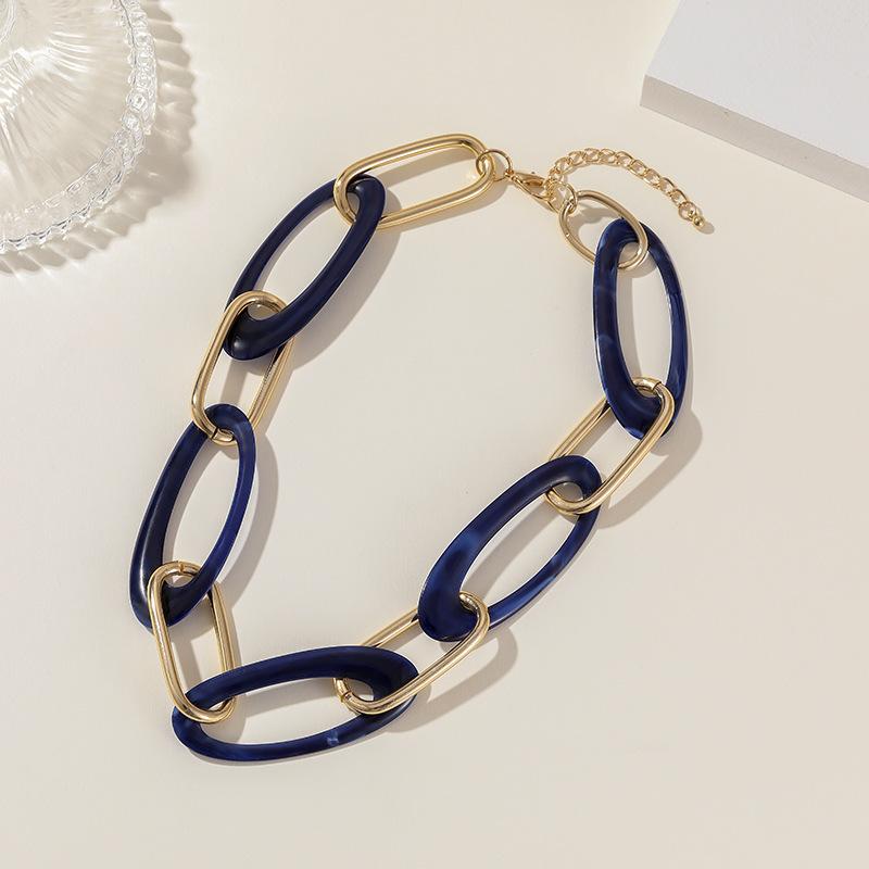 Böhmische Acryllegierung Kette Halskette, Street Retro Metall Schlüsselbein Kette, Halskette für Frauen