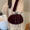 Yogodlns Fashionable Wrinkled Cloud Bag Soft Faux Fur Small Shoulder Bags for Women Winter Trend Handbags Crossbody Bag