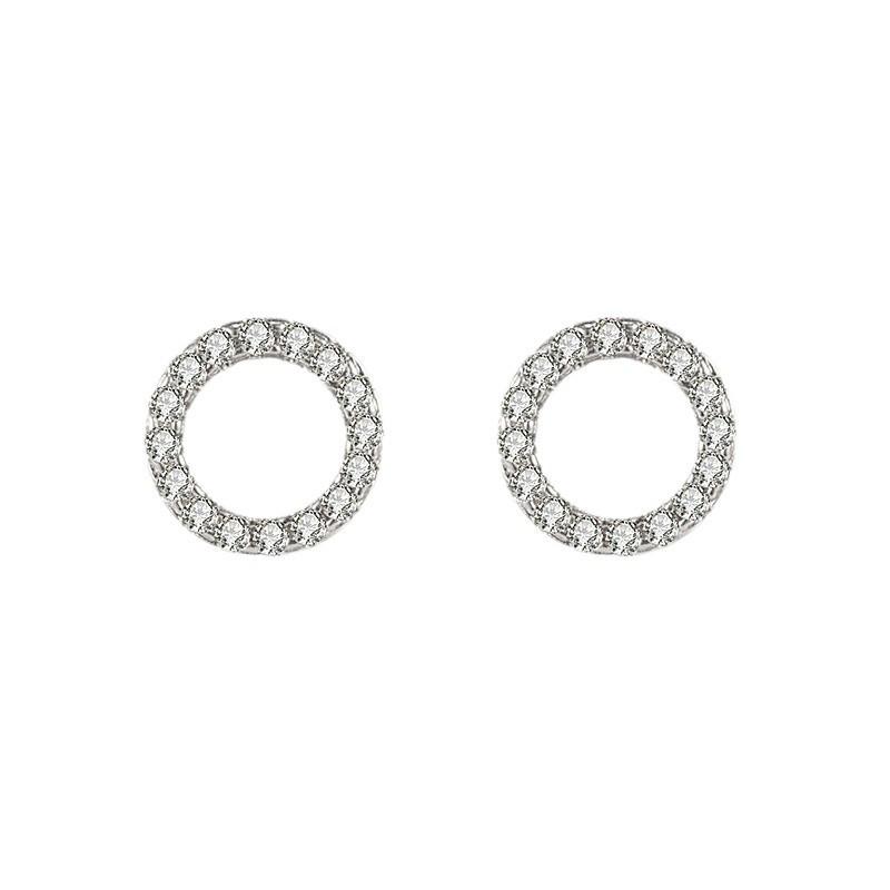 Rose Rhinestone Letter Stud Earrings: High-Quality Copper, Solid Color, New Chinese Style