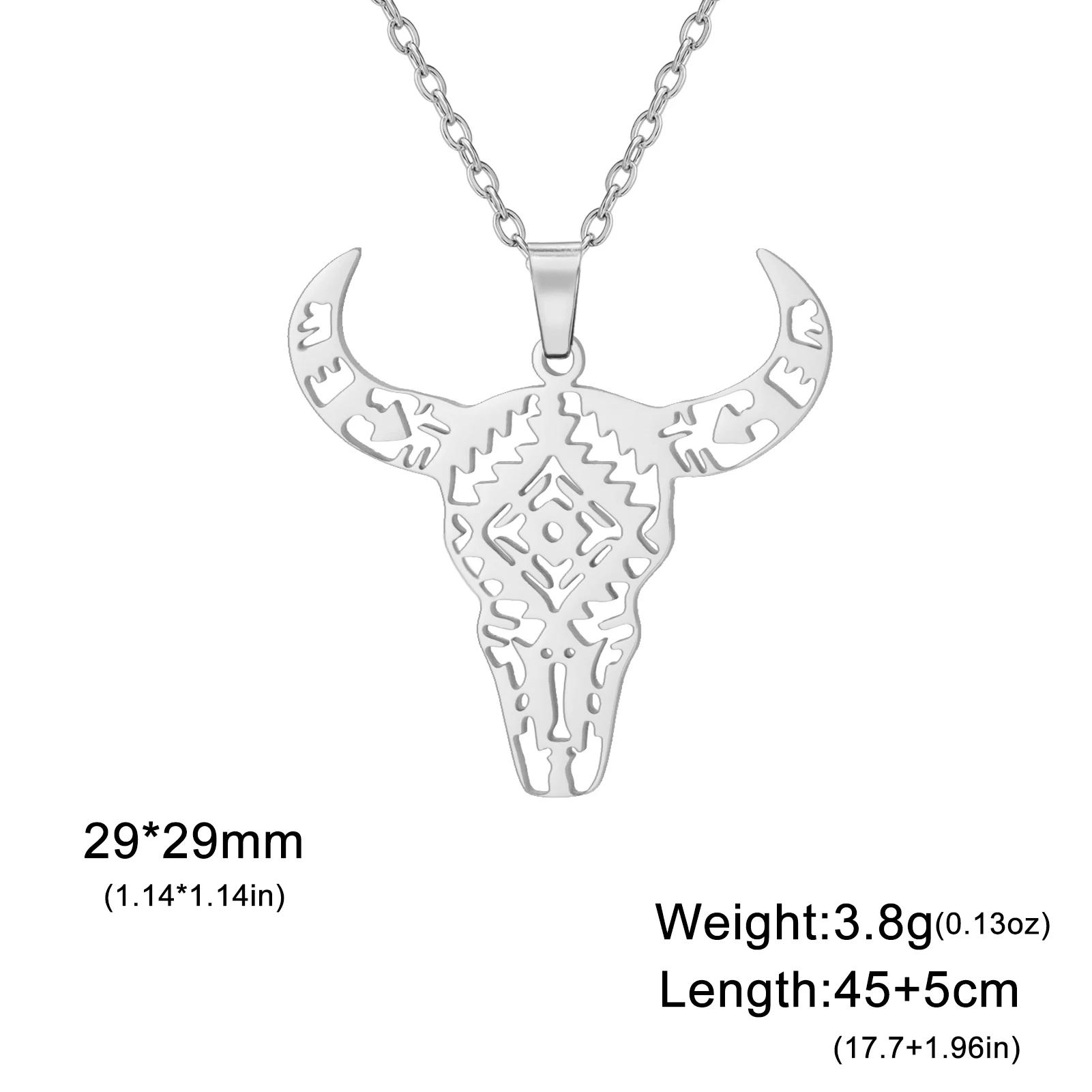 

Bull Head Pendant Gothic Animal Cowboy Necklace for Women Men Stainless Steel Jewelry Hip Hop Choker 2026 Trend New Year Gifts 45cm