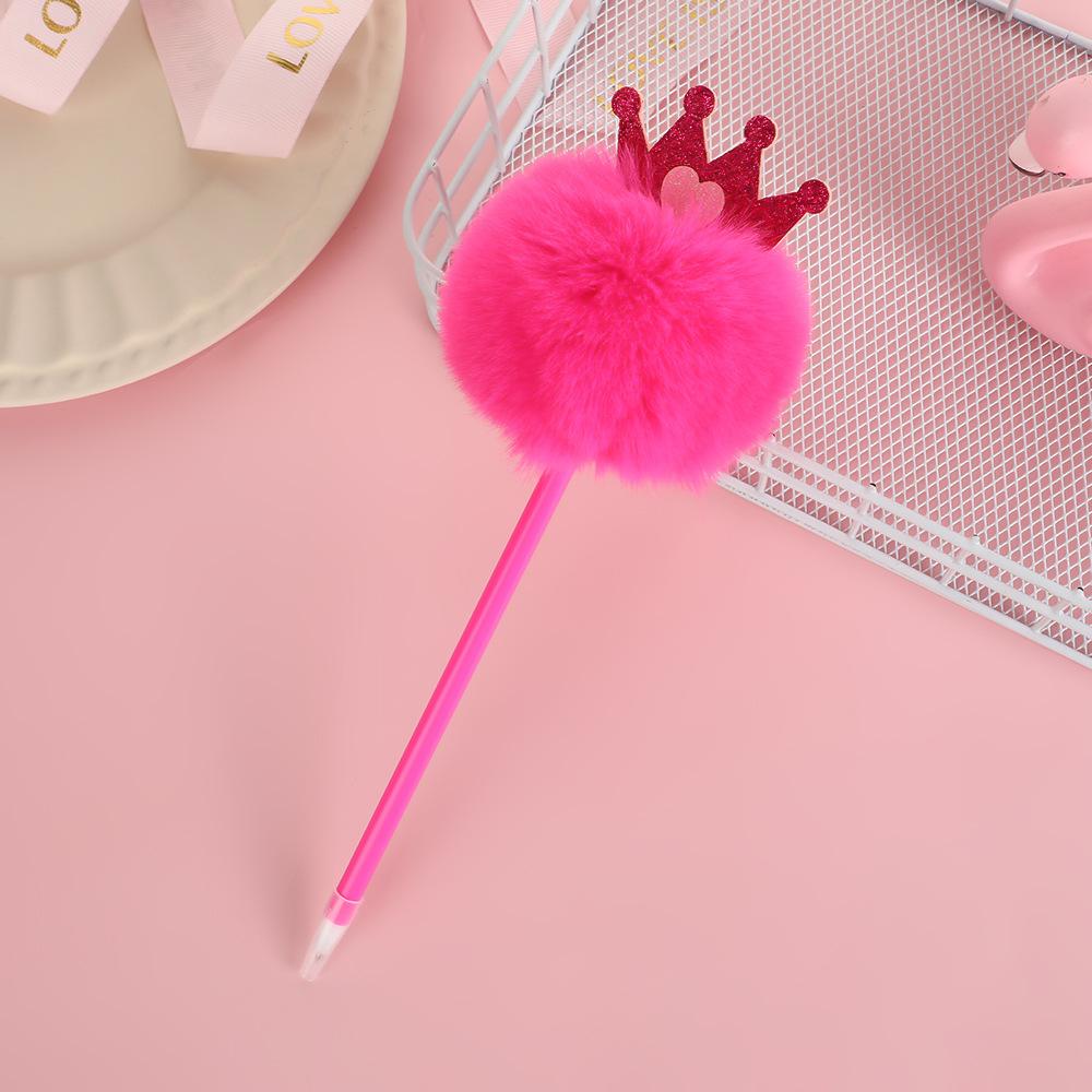 1pc Furry Pom Ballpoint Pen Point Office School Supplies for Writing Comfortable Grip Stationery School Office Supplies Student Prize Gift Writing Too