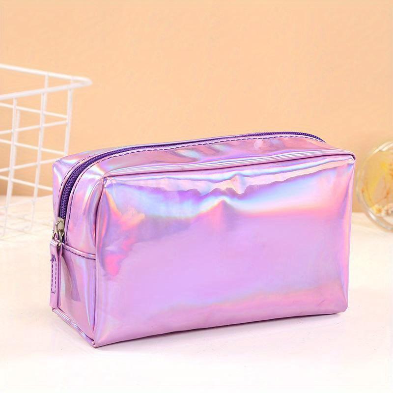 Solid Color Laser Cosmetic Bag Ins Wind Portable Wash Storage Bag Makeup Gift Bag Makeup Pouch Travel Cosmetic Organizer