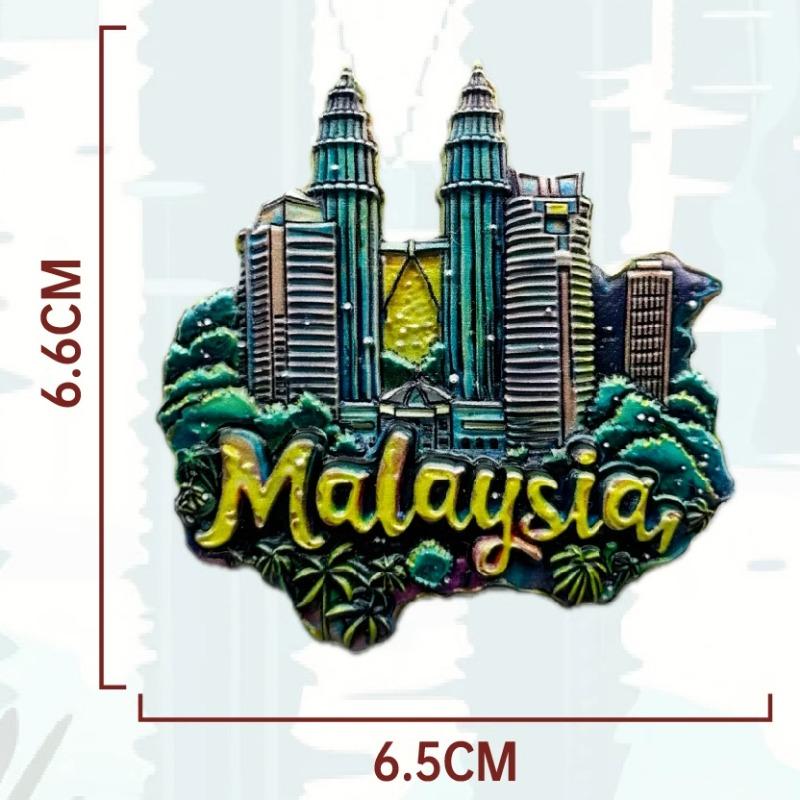 Malaysia Fridge Stickers Kuala Lumpur Travel Souvenirs Hibiscus Flowers Petronas Twin Towers Fridge Magnets Wedding Gifts