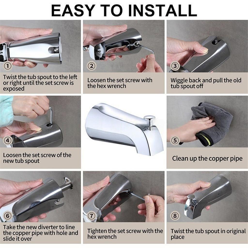 2025+ Bathtub Faucet Replacement with Diverter,Easy To Install Standard Spout for 1/2inch Copper Water Tube with Install Tool