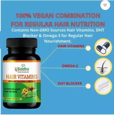 Siddha cure Vlasové vitamíny s biotinem, Omega 3, vitamínem A pro růst vlasů ( 60 kapslí)