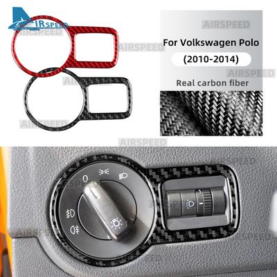 Echter Weicher Karbonfaser-Aufkleber für Volkswagen VW Polo MK5 6R 2010 2011 2012 2013 2014 LHD RHD Auto Scheinwerferschalter Innenverkleidung