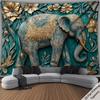 Elephant And Flower Design Digital Printing Polyester Wall Tapestry Suitable For Use In Living Rooms Bedrooms Offices Bars Party