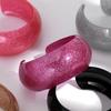 Colorful Glitter Acrylic Wide Cuff Bangle for Women Retro Resin Round Statement Open Bracelets Fashion Stackable Jewelry Gifts