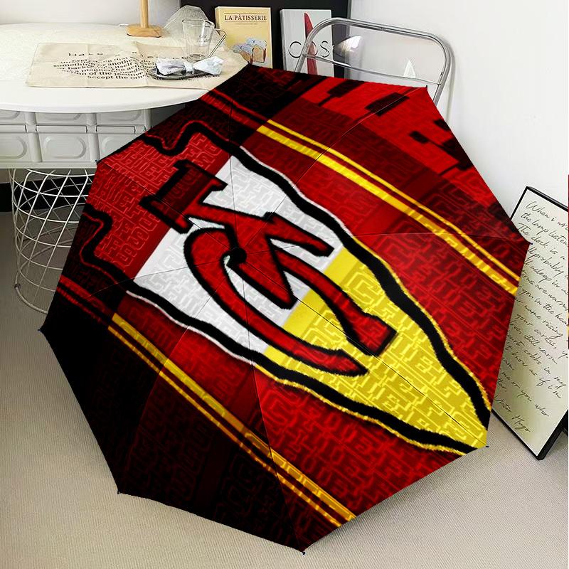 Kansas City Chiefs Logo Umbrella Folding Umbrella, Automatic Umbrella 8-Frame for Travel, Camping Use Gift for Halloween Christmas