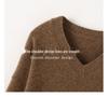 2024 Women's V-Neck Cashmere Wool Knit Mid-Length Sweater - Thick, Loose, Lazy Style.