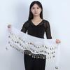 Available: Belly Dance Hip Scarf with 72/83/98/128 Coin Waist Chain - Gold, Three-Layer Design, Indian Style Waist Scarf.
