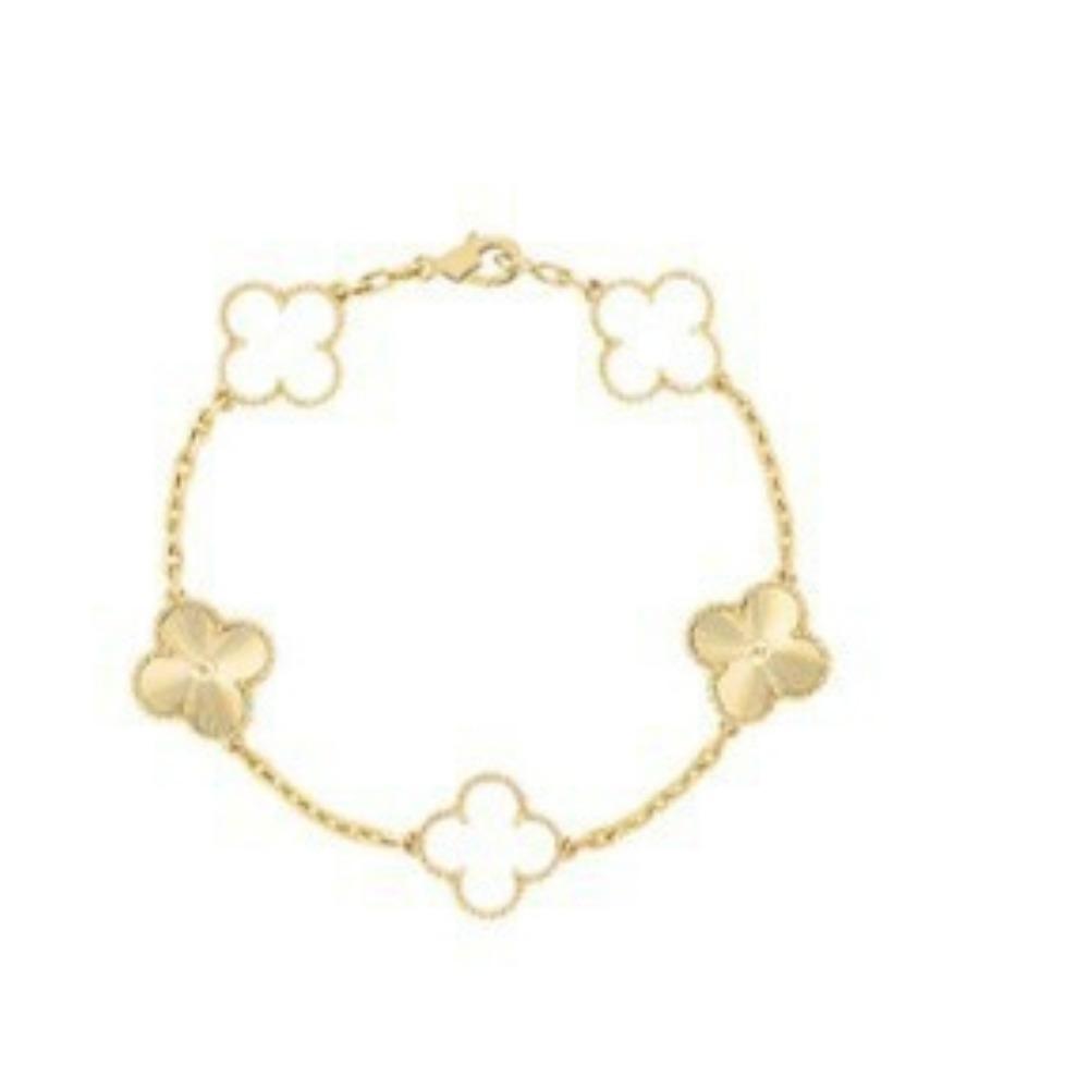 Luxury and Sophisticated Four-leaf Clover Bracelet for Women Made of Agate and Mother-of-pearl