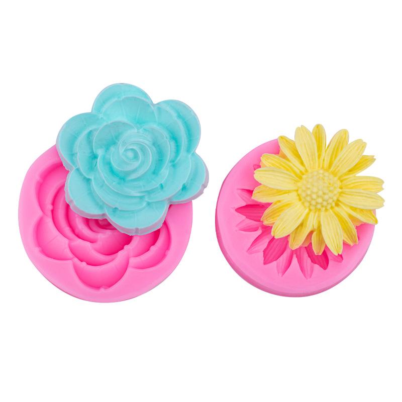Daisy Rose Flower Silicone Mold for Cake, Chocolate, and Epoxy Clay Decorations