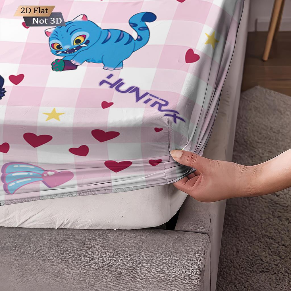 3pcs K-Pop Demon Hunters Print coreless Bed Sheet Set Multi Size Soft Bed Cover Bedroom Bedding Decoration Machine Washable