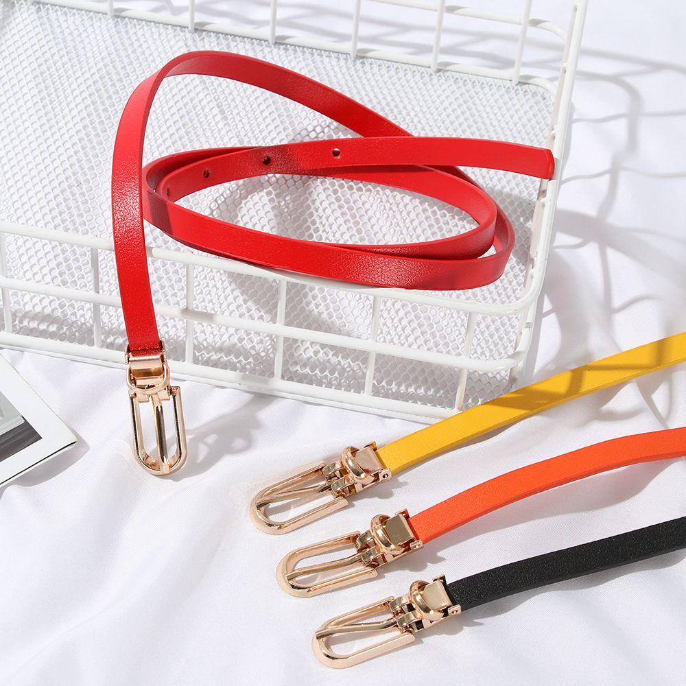 Girls Sweater Candy Color Dress Strap Thin Skinny Waistband Faux Leather Belts Adjustable Belt