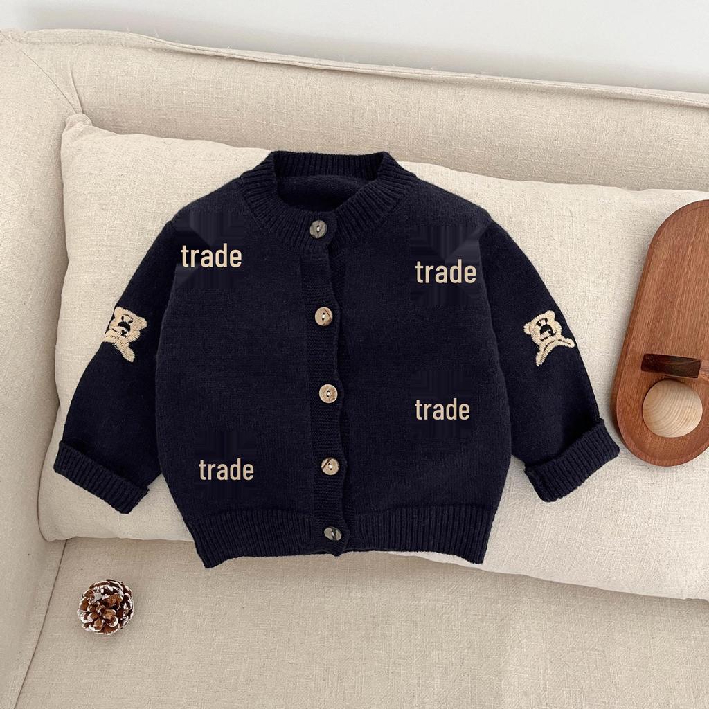 2025 New Spring Korean Boys' Knitted Cardigan Set – Stylish & Cute for Autumn