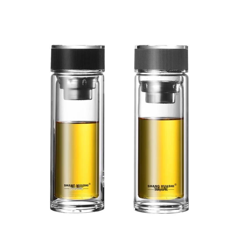 Shanghuashi SHS-2001 Double-Wall Heat-Resistant Glass Cup with Tea Infuser