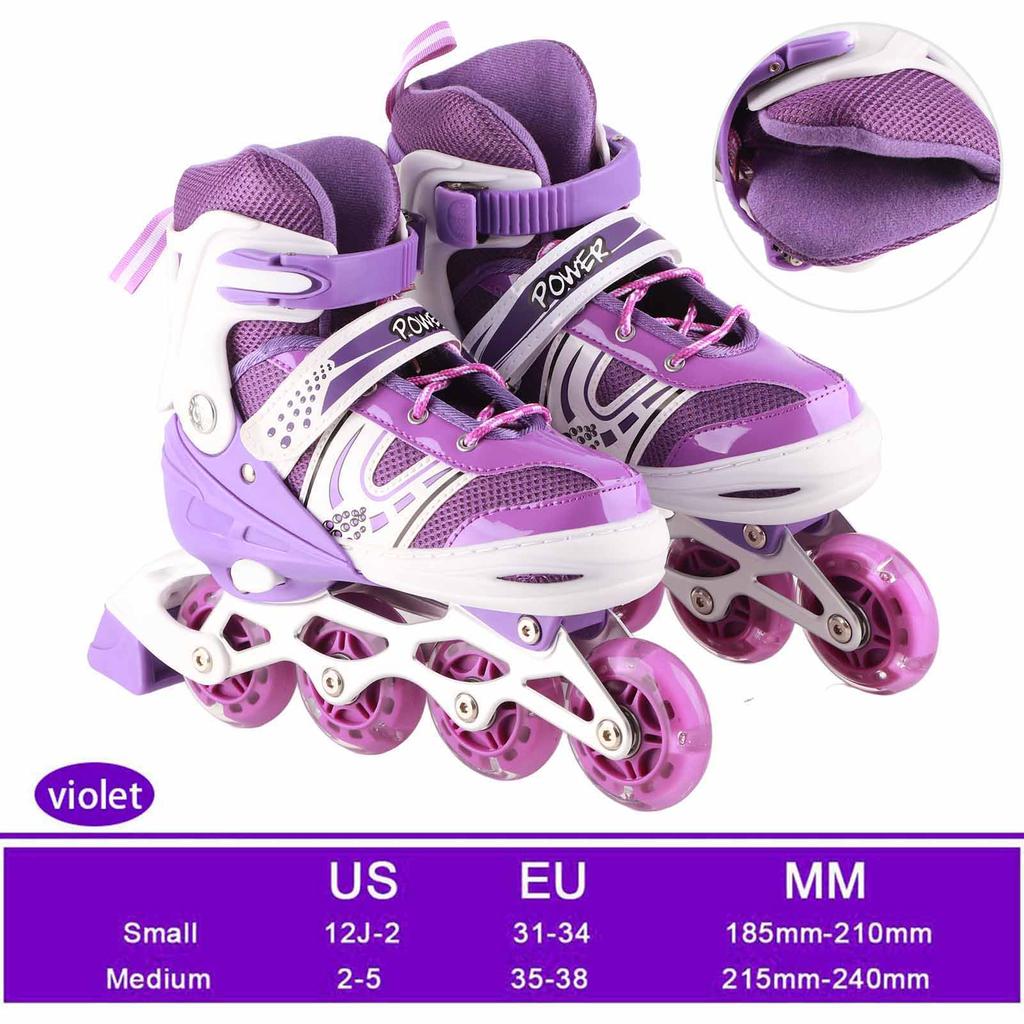 Children's Illuminating Inline Skates Adjustable Inline Skates with Light Up Wheels Outdoor and Indoor Roller Skates for Kids Boys Girls