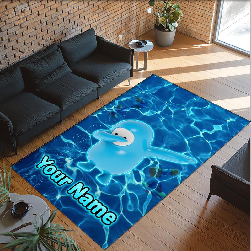 Personalized Crystal Velvet Carpet Custom Name Text,Fall Guys Anti Slip Area Rug For Home Decoration
