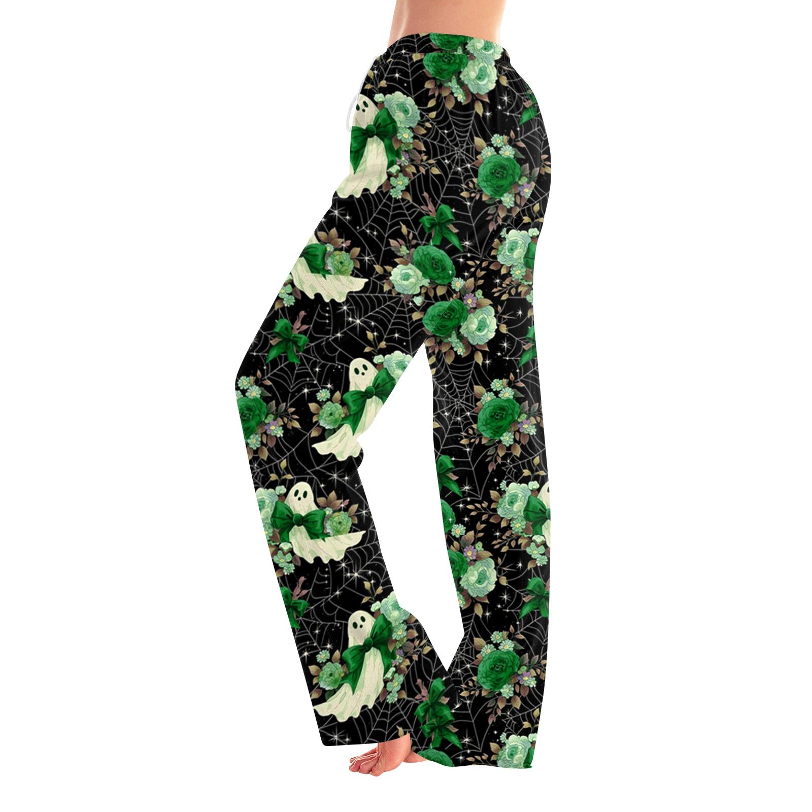 Women s Halloween Print Elastic Waist Drawstring Pants for Casual Home Wear XXXL
