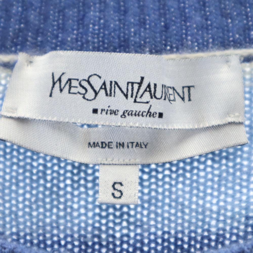 YVES SAINT LAURENT Made in Italy wool Border Pattern Long sleeve sweater Men's Used