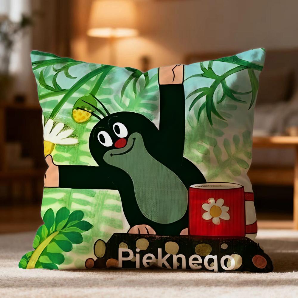 Fashion T-Tthe Little Mole Cushion Cover Soft Washable Pillow Case Multi-Scene For Couch Bed Travel Office Use