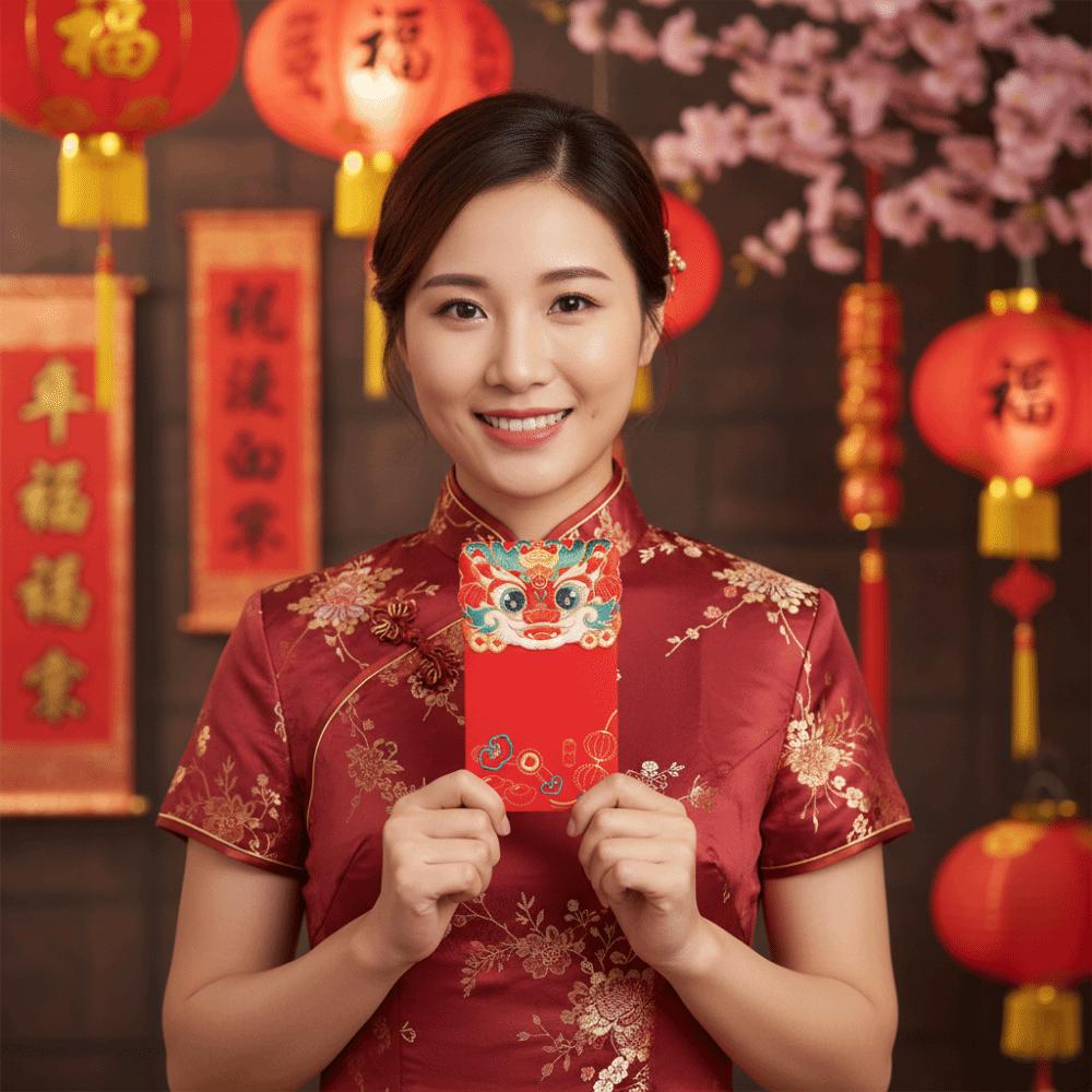 New Year Decoration Traditional Embroidery Cloth Red Envelope Reusable Refillable Lucky Money Bag Chinese Style 3D HongBao Gift