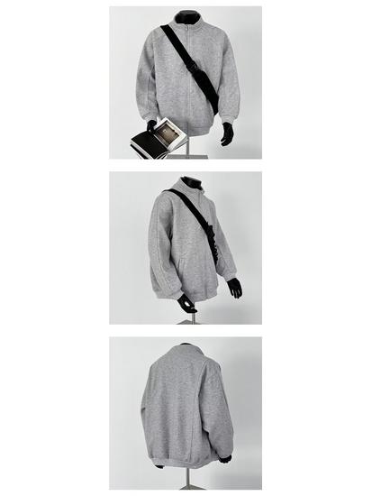 Herren Plus Size Stehkragen Reißverschluss Sweatshirt Jacke - Herbst/Winter Reine Baumwolle Frottee Lässig Sportlich Strickjacke