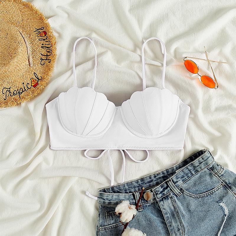 2025 Solid Color Underwire Padded Bikini Top - European & American Style