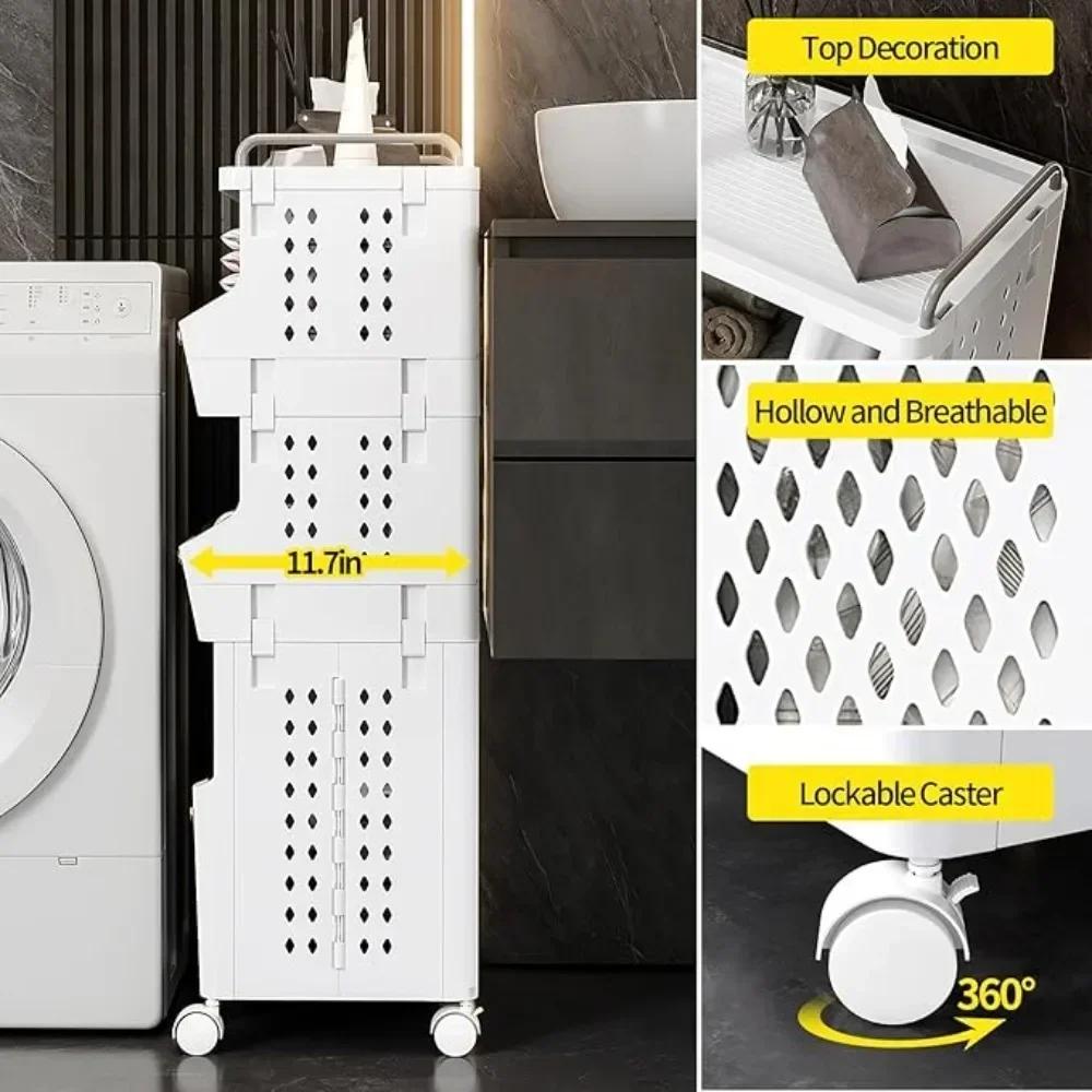 Multi Layer Laundry Basket Convenient Storage Rack Multifunctional Household Dirty Laundry Basket Mobile Luxury Storage Rack