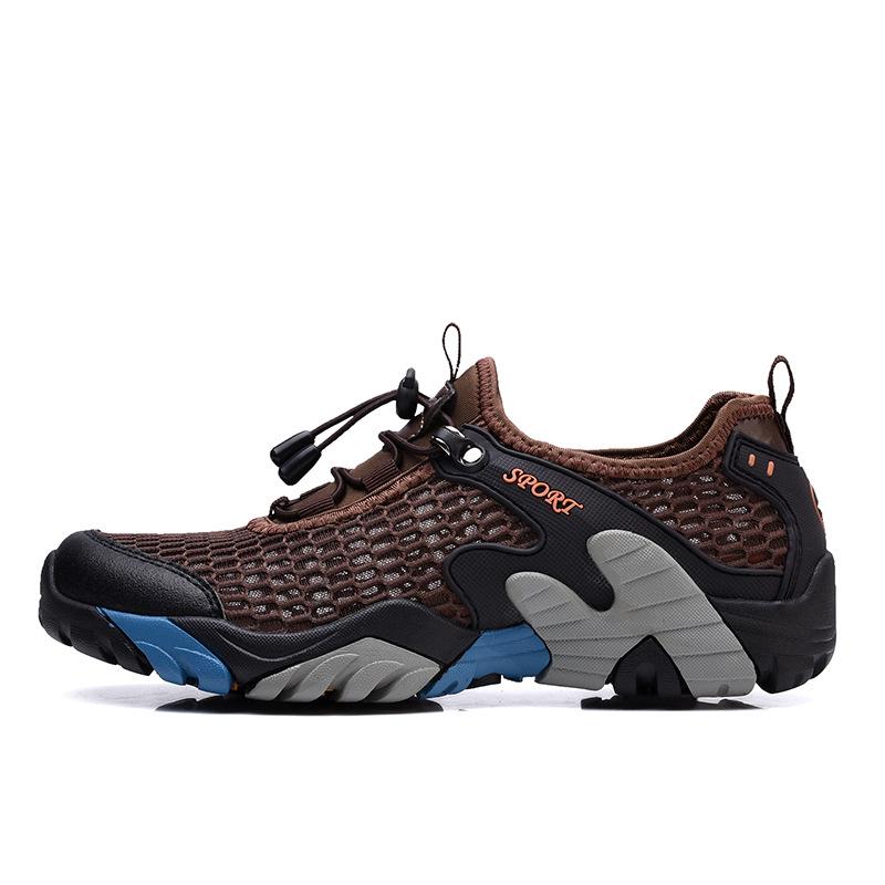 

Летняя мужская повседневная обувь большого размера для улицы, мужская спортивная дышащая сетчатая обувь, нескользящая обувь для пеших прогулок на открытом воздухе, сетчатая обувь 46 кофейный