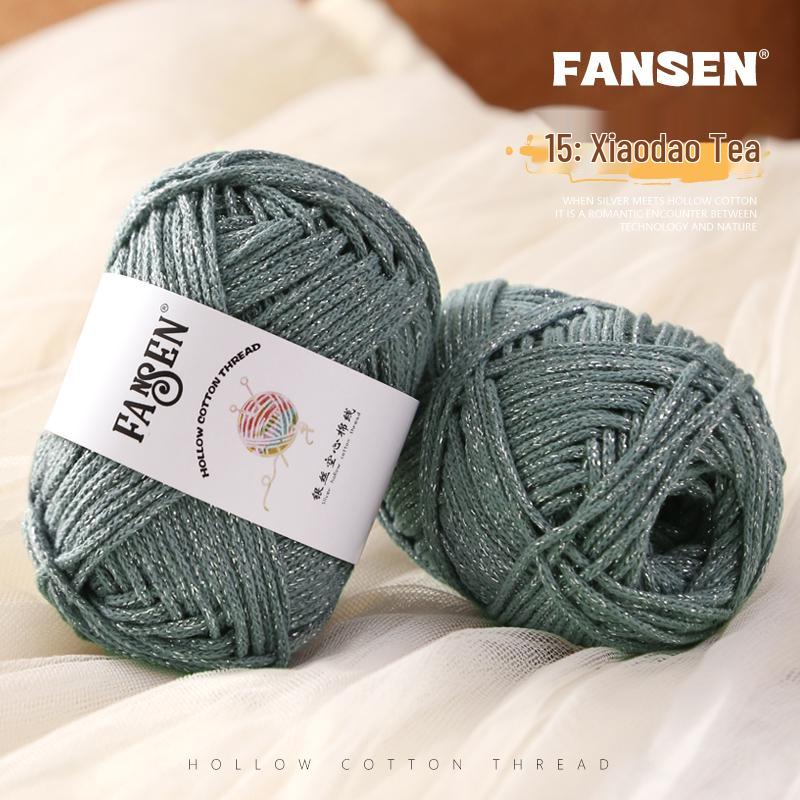 Silver Flash Hollow Cotton Yarn Ball Kit for Hand Knitting & Crochet - Includes Yarn, Hook, and Instructions for DIY Scarf and Sweater Projects