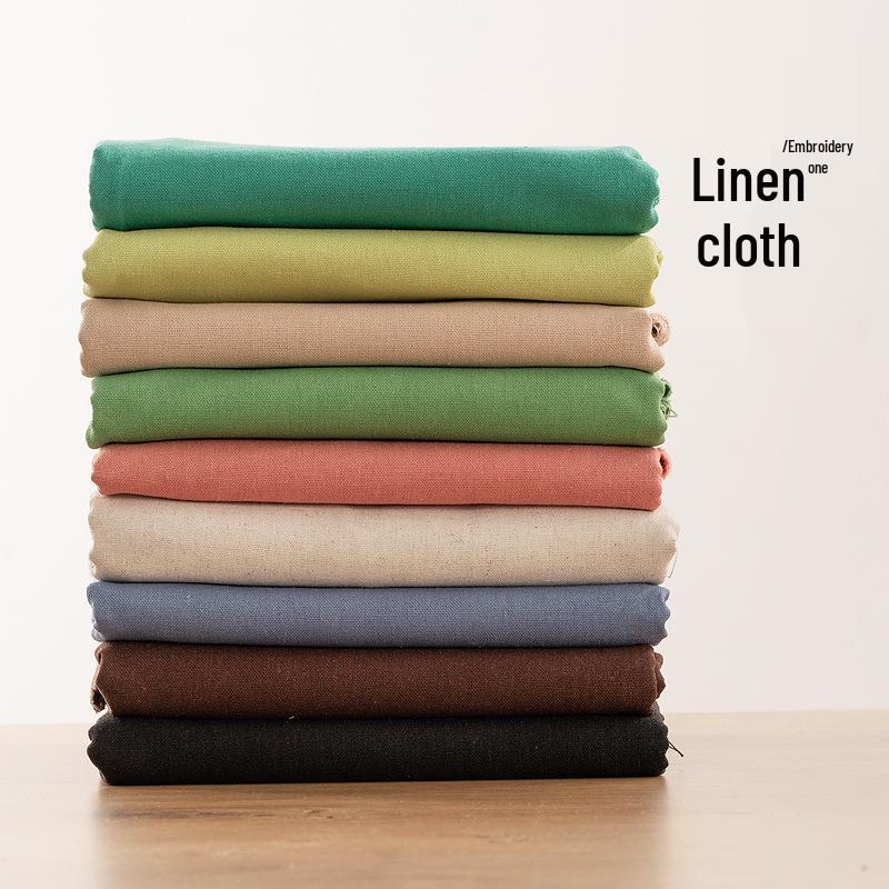 DIY Jednobarevná Lněná Bavlna Ruční Výšivka Látka