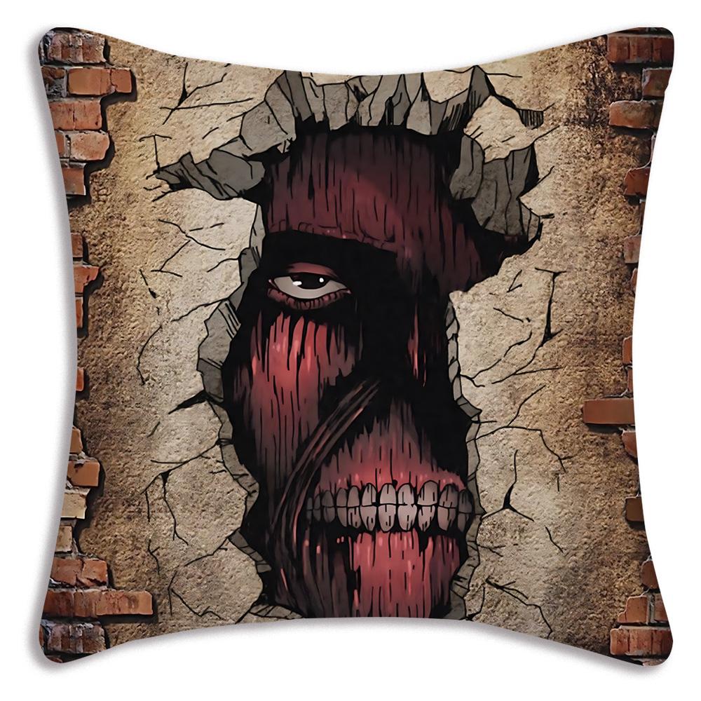 Anime Attacks on Titan Pillow Covers Cartoon Sofa Decorative Home Double-sided Printing Short Plush Cute Cushion Cover