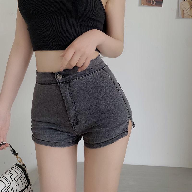 High-Waisted Distressed Denim Skirt: Mid-Length A-Line with Sexy Slit, Loose, Slimming, and Hip-Hugging.