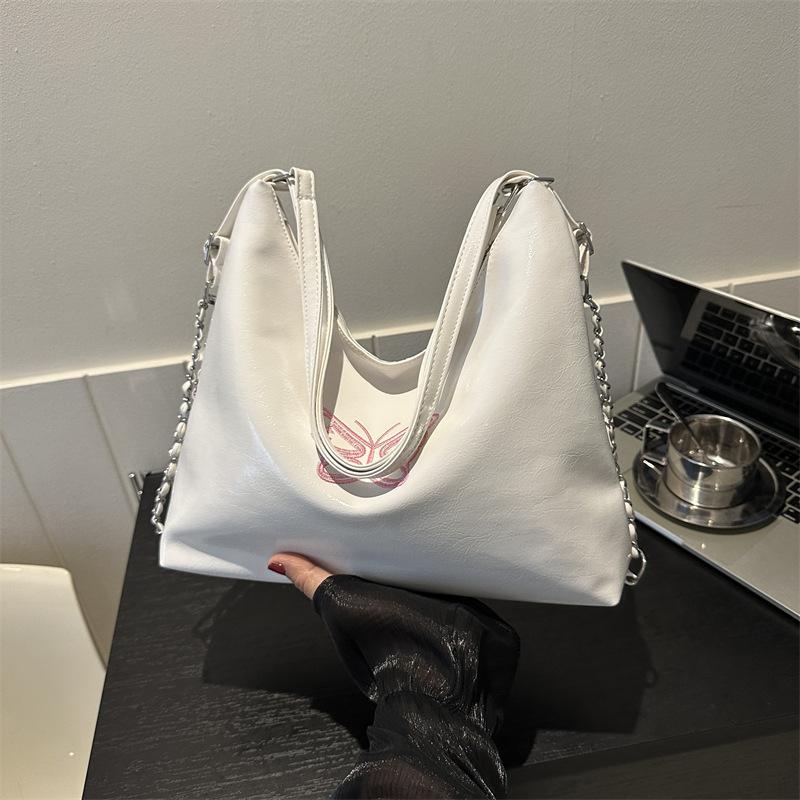 

Большая сумка 2023, новая сумка большой емкости, женская модная простая сумка на плечо с цепочкой, женская сумка