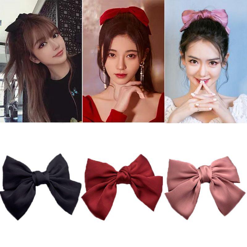 Chic Satin Ribbon Hairpins With Large Bow For Stylish Women And Girls
